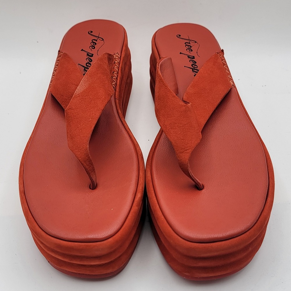 Free People Womens Red Suede Platform Thong Sandals Size 40 0003201894 - Picture 2 of 10